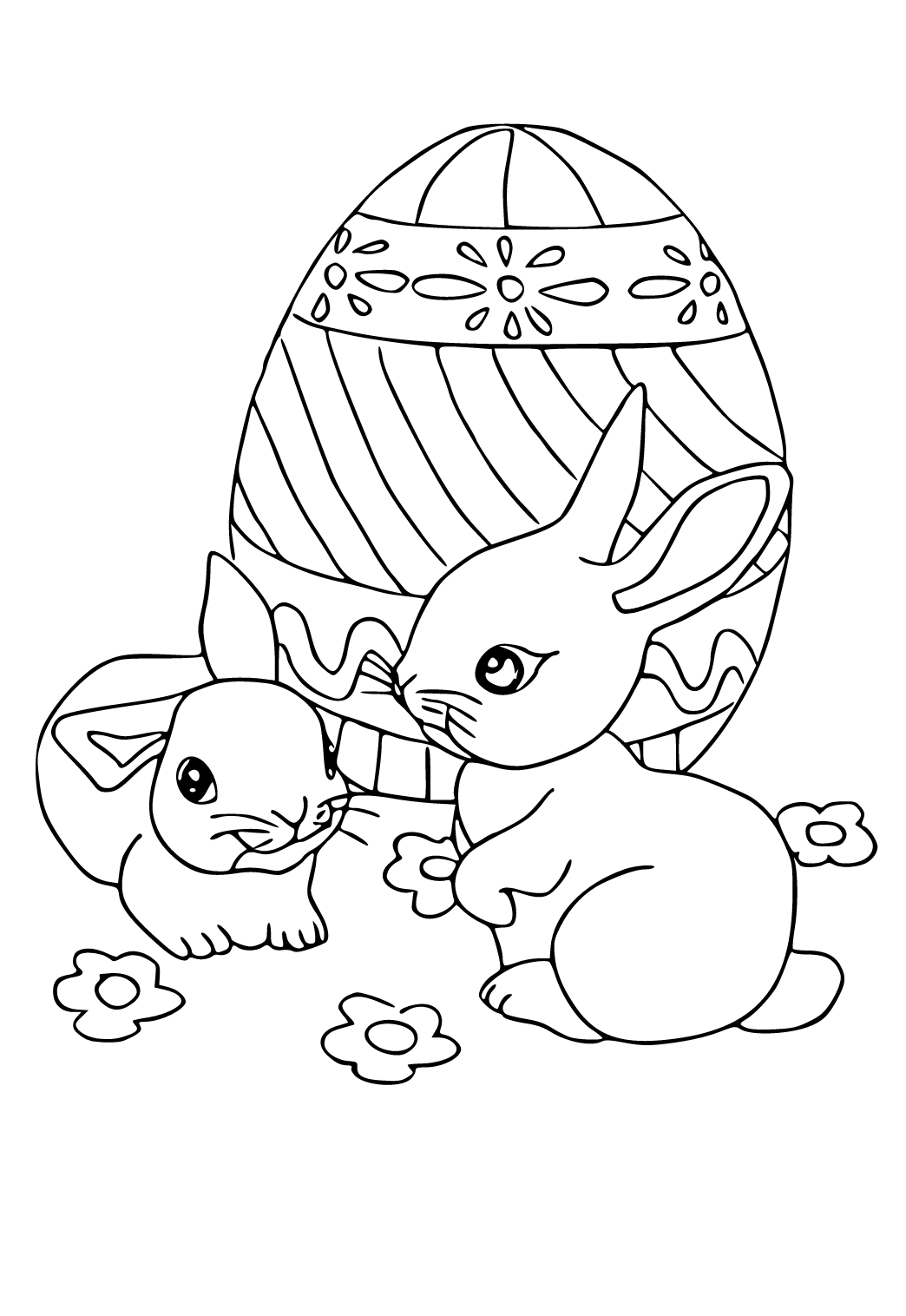 Free printable easter bunny family coloring page for adults and kids