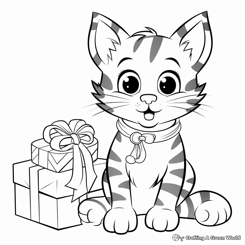 Christmas cat coloring pages