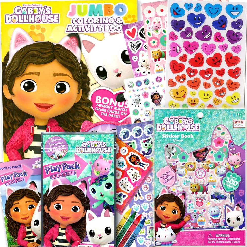 Gabbys dollhouse coloring acitivty book set for kids girls