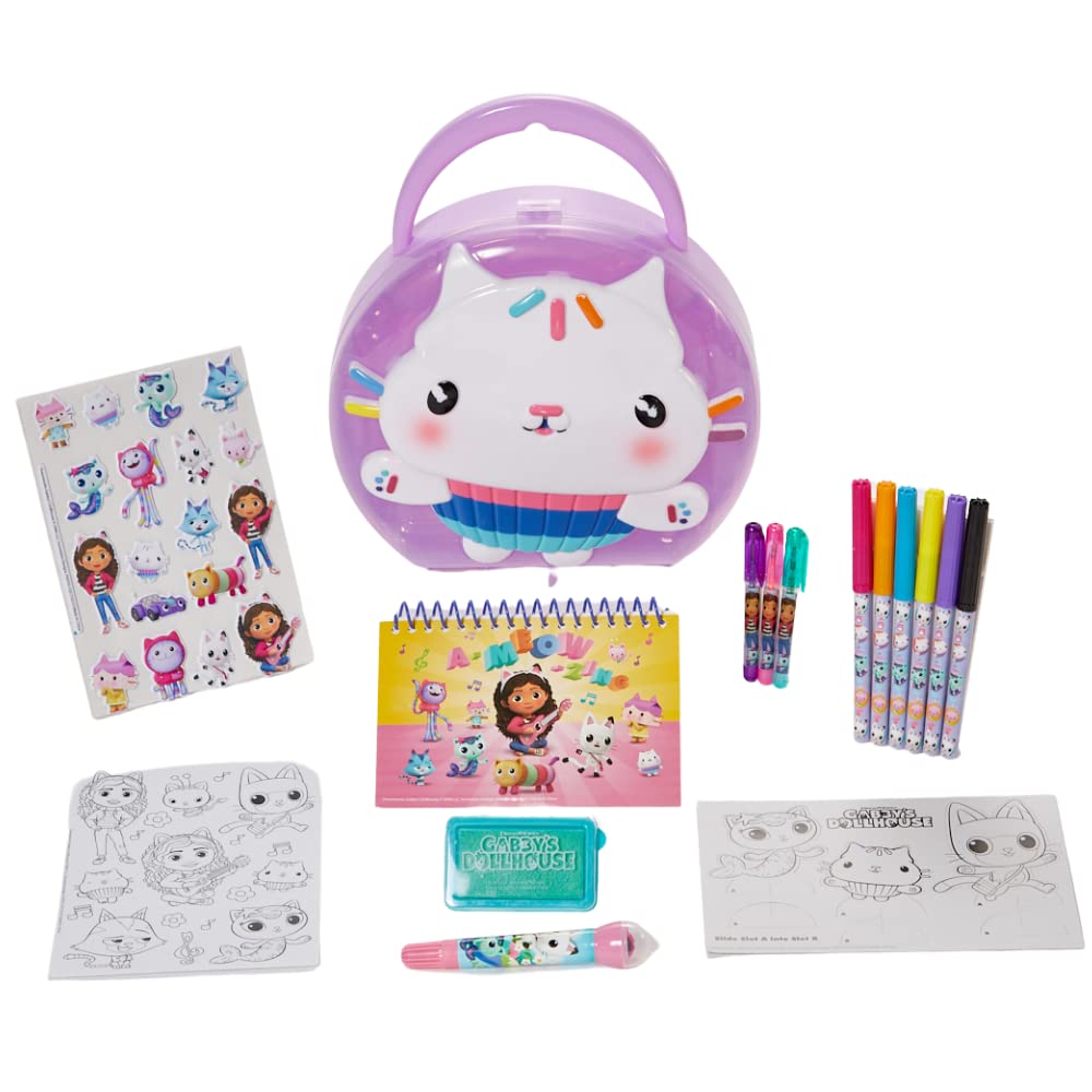 Gabbys dollhouse coloring sticker activity set for kids with travel carrying case toys games