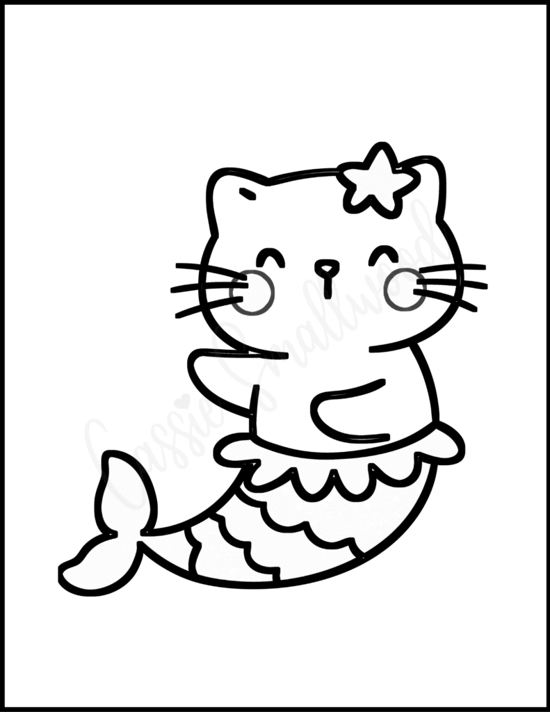 Hello kitty mermaid coloring page