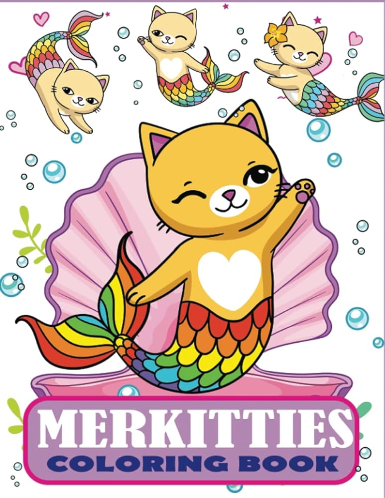 Merkitties coloring book adorable cat mermaid coloring book for kids by blue wave press