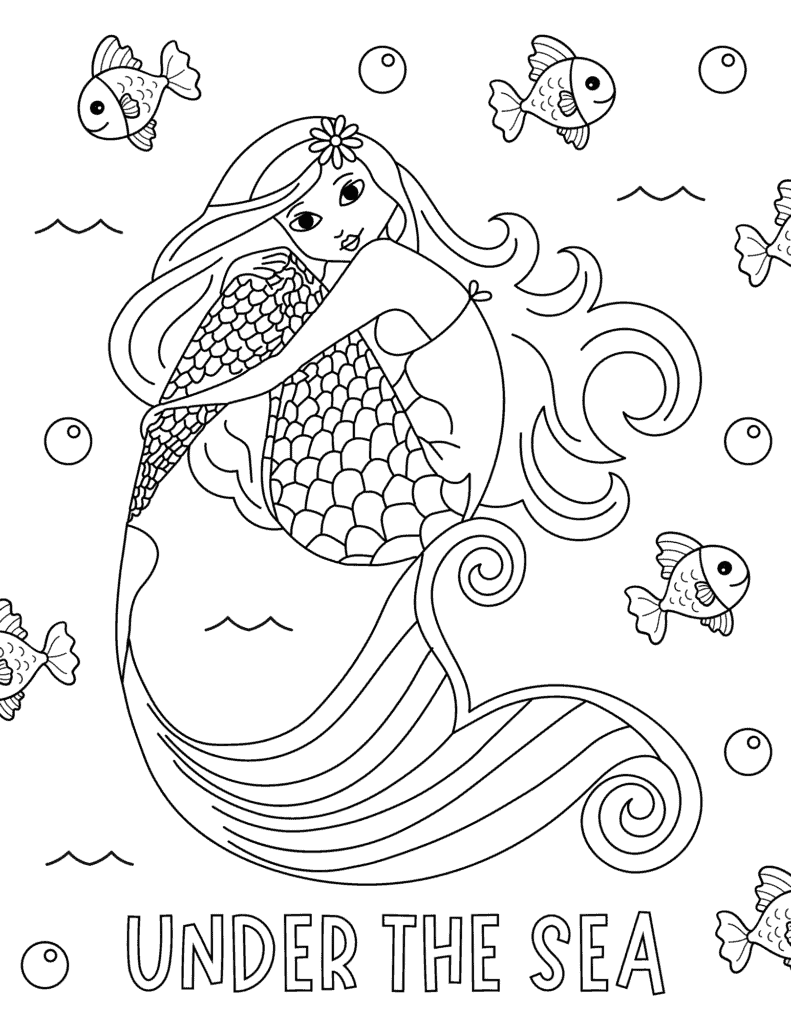 Free printable mermaid coloring pages for kids