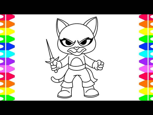 How to draw and coloring kitty soft paws