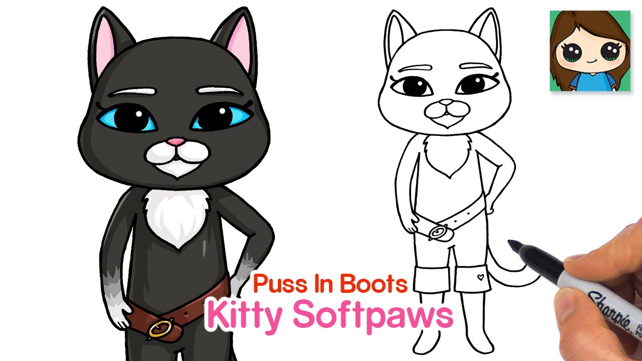 How to draw kitty softpaws puss in boots