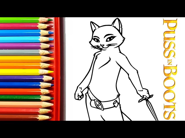 Draw and color kitty softpaws from puss in boots the last wish