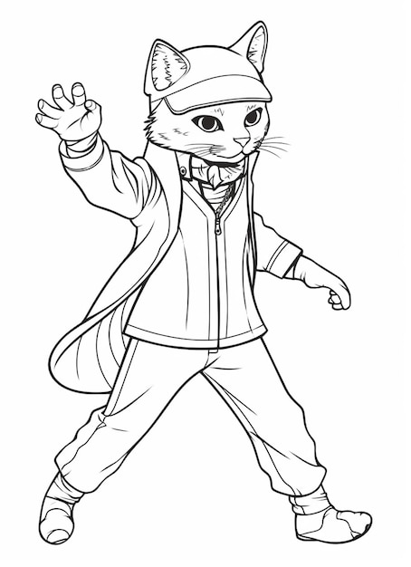 Page adorable cute cat gangster coloring page images