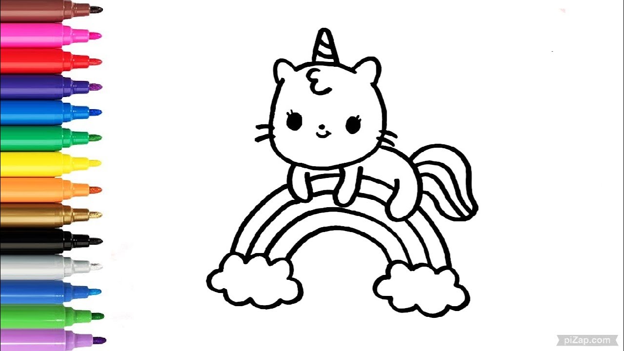 How to draw an unicorn cat ððð unicorn cat drawing easy drawing and coloring for kids toddlers