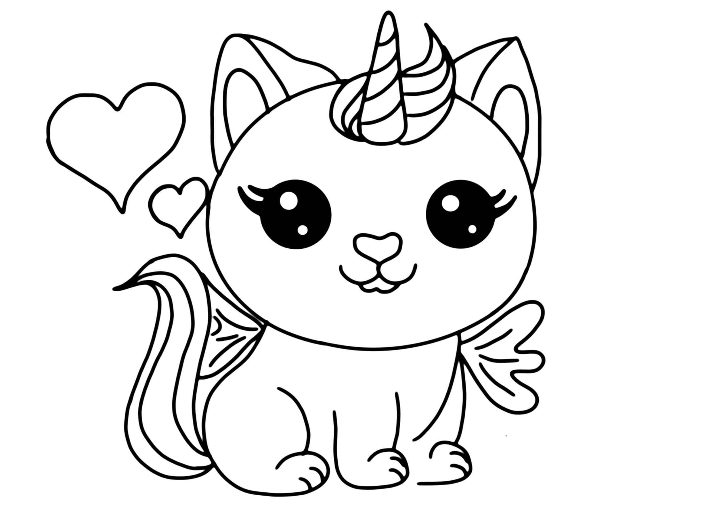Meowgical unicorn coloring page easy to draw caticorn