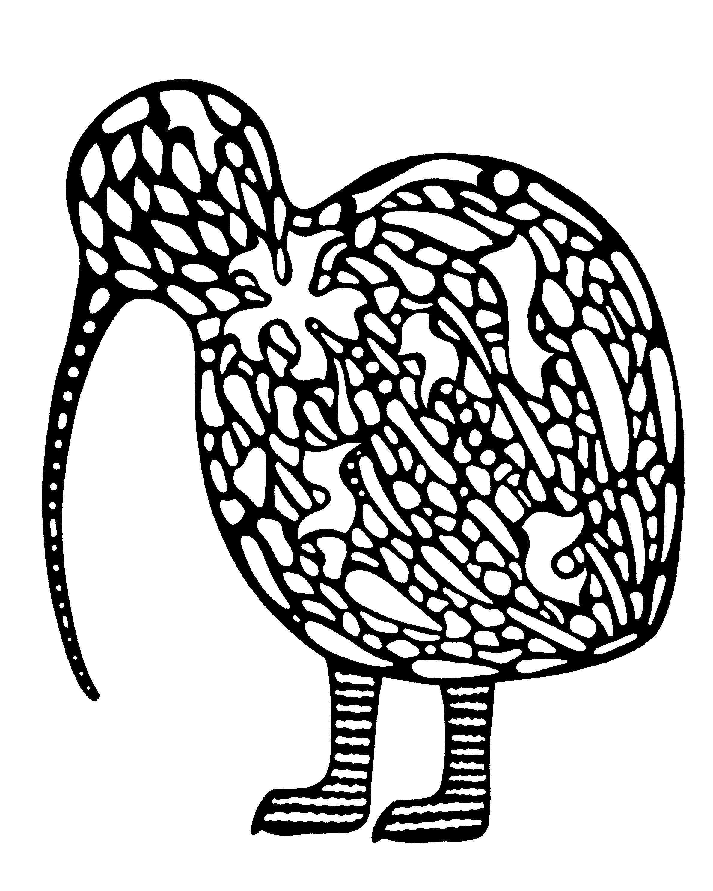Coloring pages kiwi penguin bird shapes flamingo