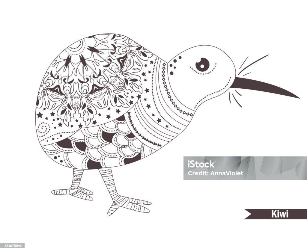 Kiwi coloring book stock illustration