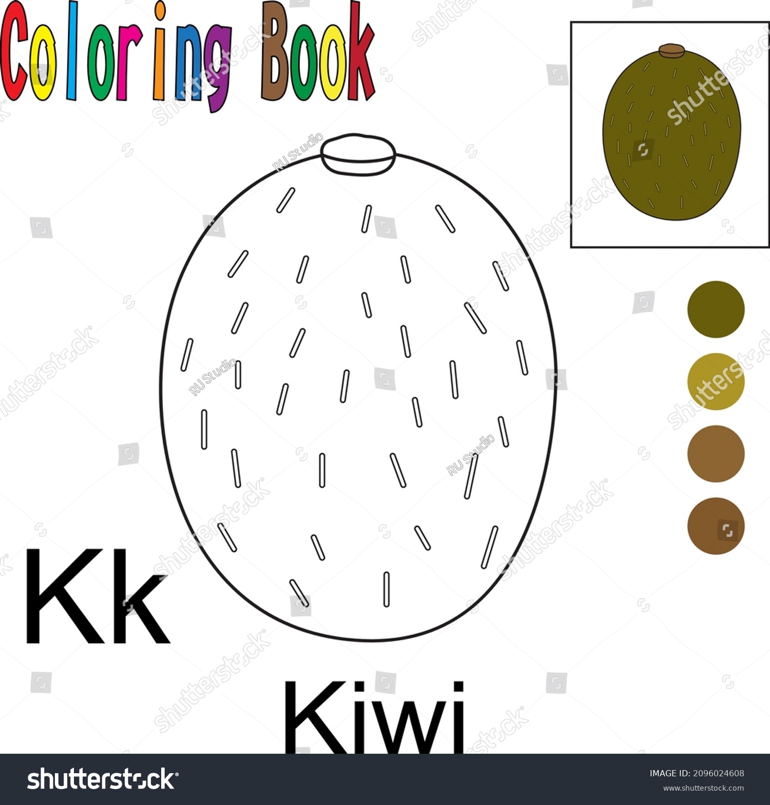Cartoon kiwi coloring book fruit theme stock vector royalty free
