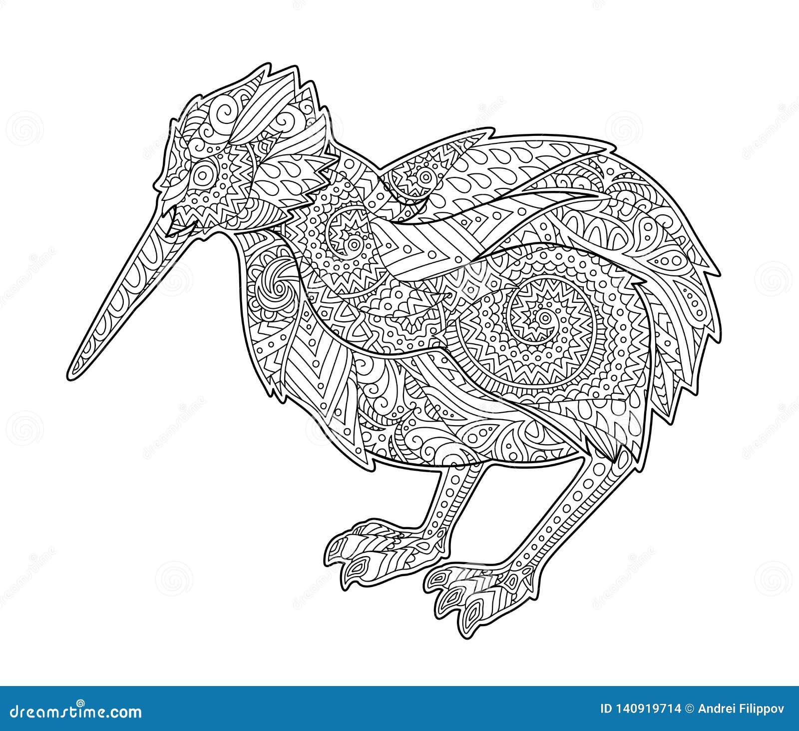 Coloring book page with isolated cartoon kiwi stock vector