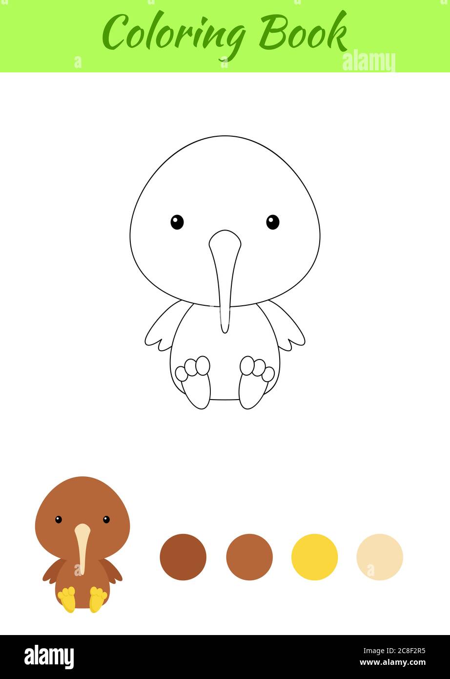 Coloring page little sitting baby kiwi coloring book for kids educational activity for preschool years kids and toddlers with cute animal stock vector image art