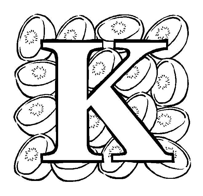 Letter k kiwi coloring page