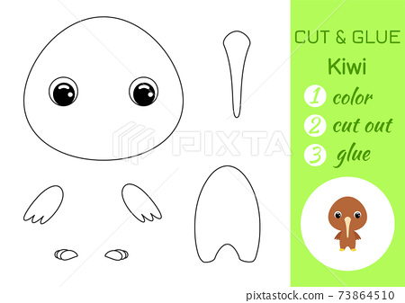 Coloring book cut and glue baby kiwi
