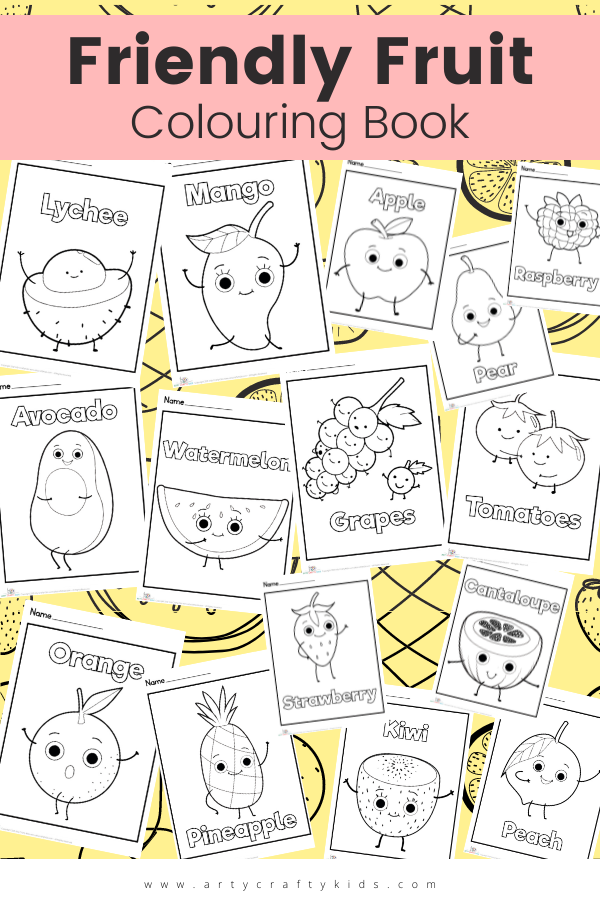 Friendly fruit coloring pages