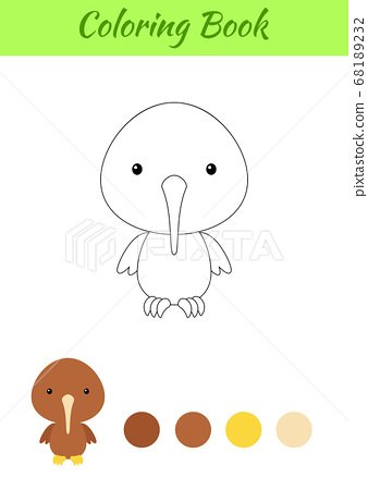 Coloring page happy little baby kiwi bird