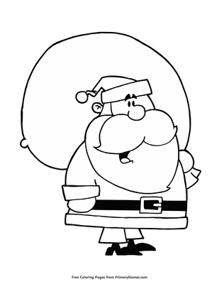 Santa claus with sack of toys coloring page â free printable pdf from