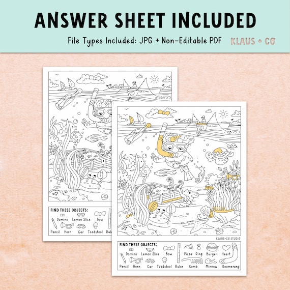 Color and find hidden object coloring page printable activity page download now