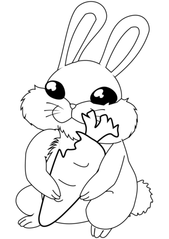 Cartoon bunny with carrot coloring page free printable coloring pages