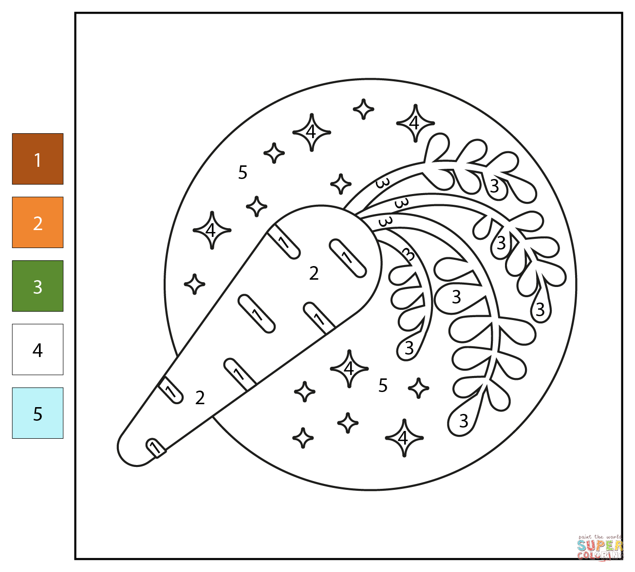 Carrot color by number free printable coloring pages