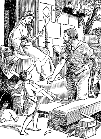 Jesus as a boy helping joseph coloring page free printable coloring pages