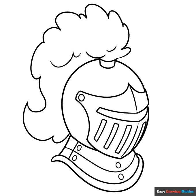 Knight helmet coloring page easy drawing guides