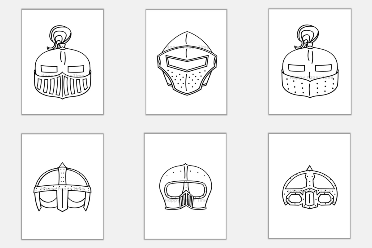 Knight paper masks printable medieval coloring craft activity costume made by teachers