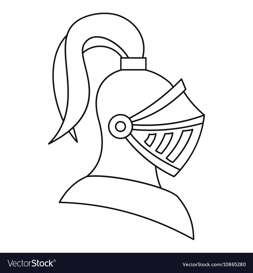 Medieval knight helmet icon outline style vector image