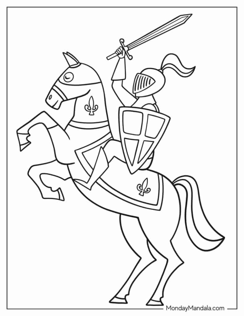 Knight coloring pages free pdf printables
