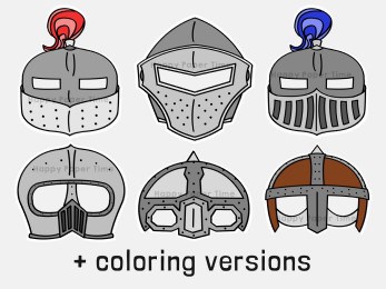Knight masks helmets paper template