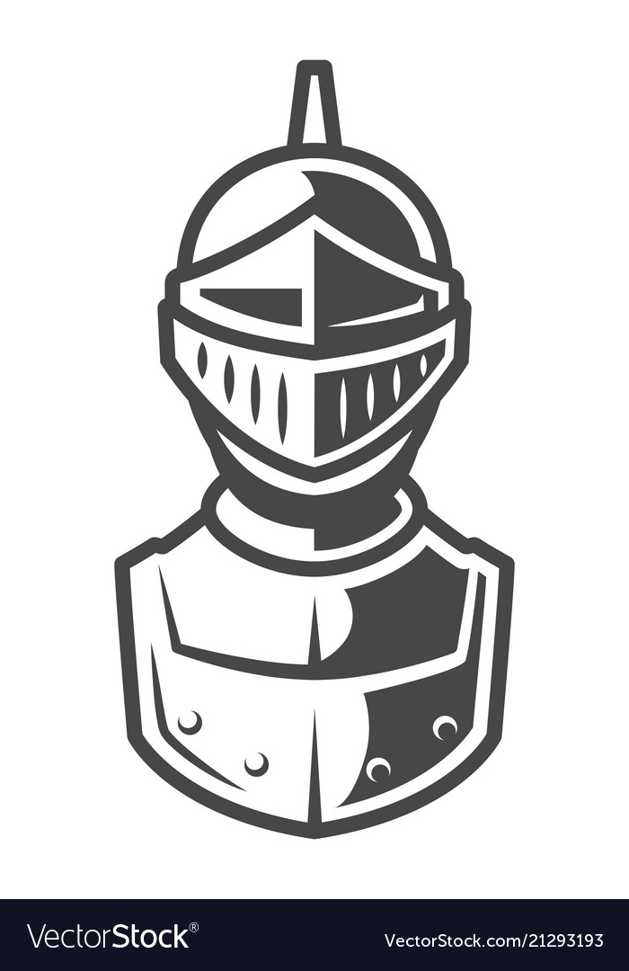 Knight metal helmet front view template royalty free vector