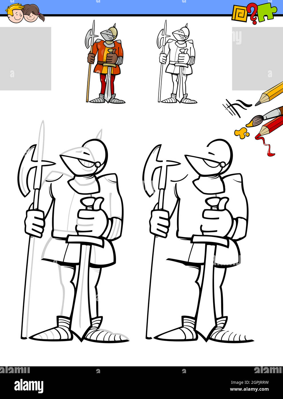 Knight sword cartoon coloring page hi