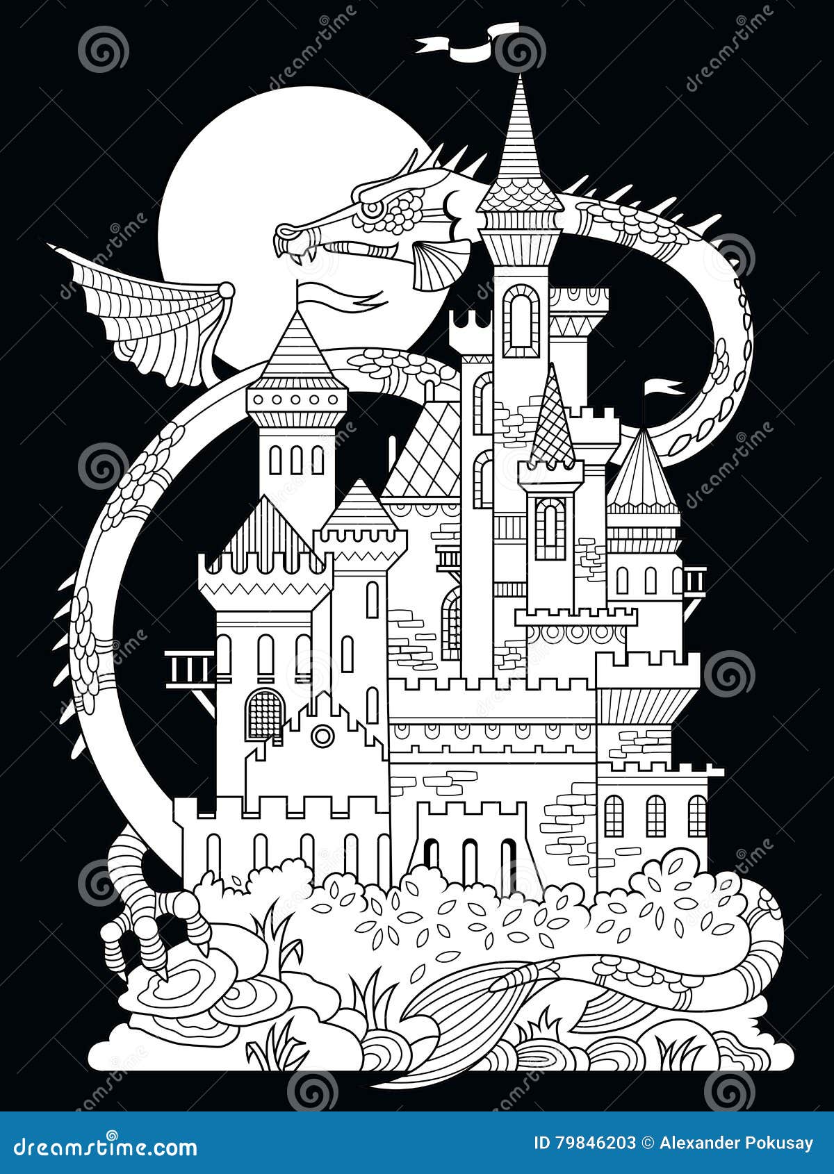 Castle coloring stock illustrations â castle coloring stock illustrations vectors clipart