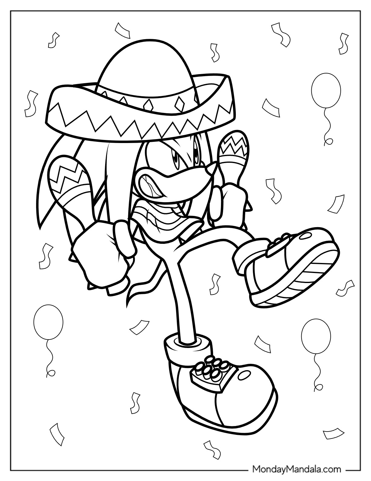 Knuckles coloring pages free pdf printables