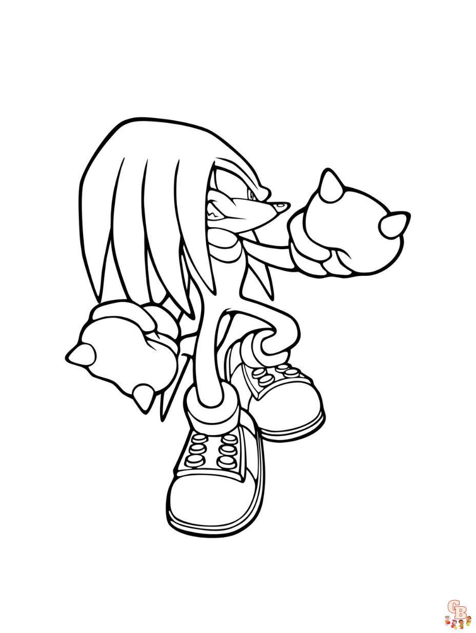 Cute knuckles the echidna coloring pages