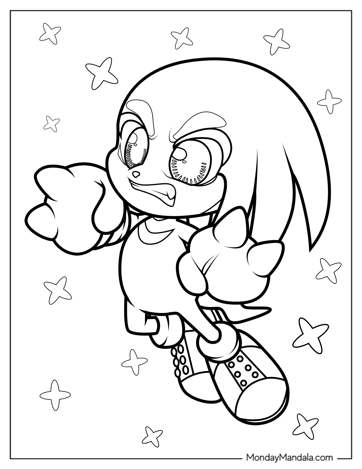 Knuckles coloring pages free pdf printables