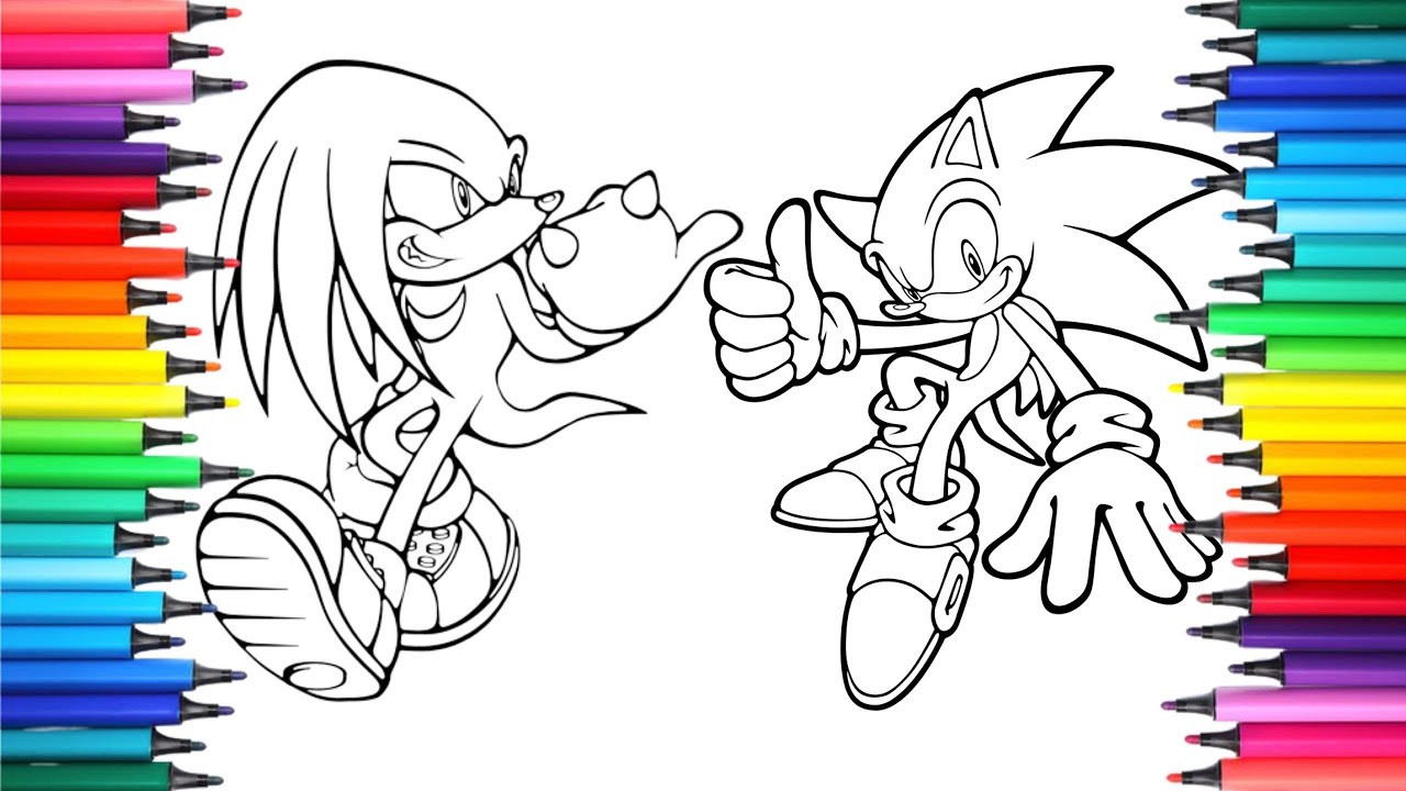 Coloring knuckles and sonic coloring page coloring for kids