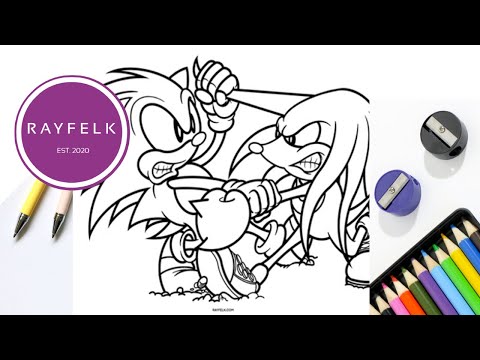 Supersonic vs hyper knuckles coloring page free sonic coloring pages rayfelk printables