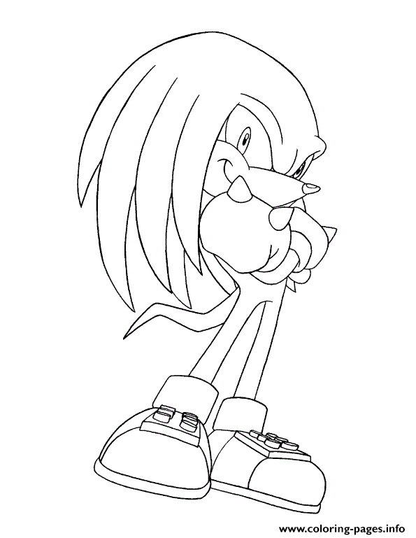 Knuckles the echidna sonic coloring page printable