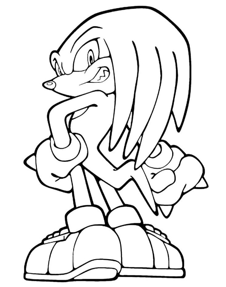 Print knuckles the echidna coloring page