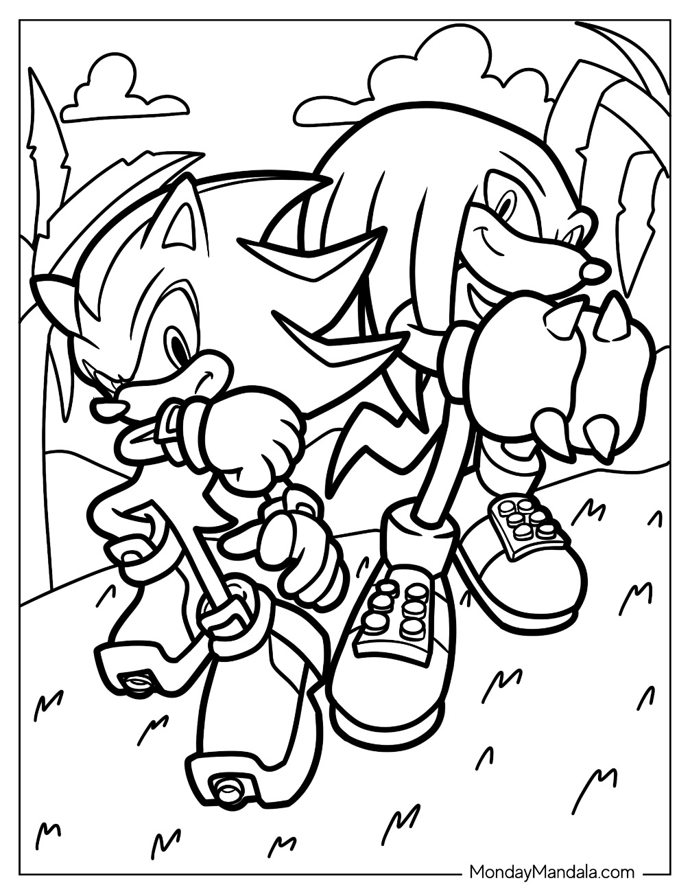 Knuckles coloring pages free pdf printables