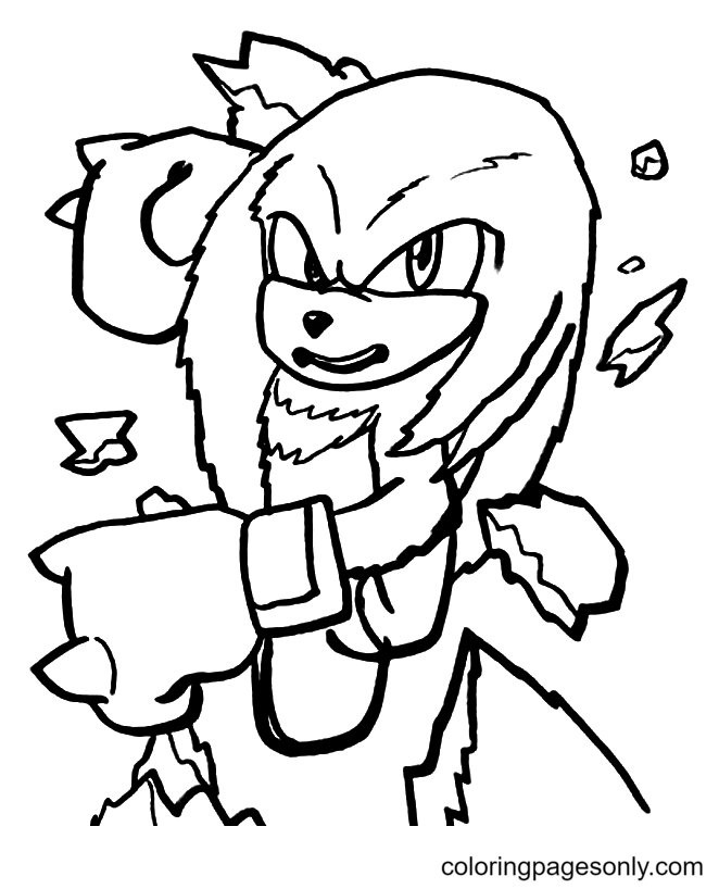 Knuckles from sonic the hedgehog coloring page