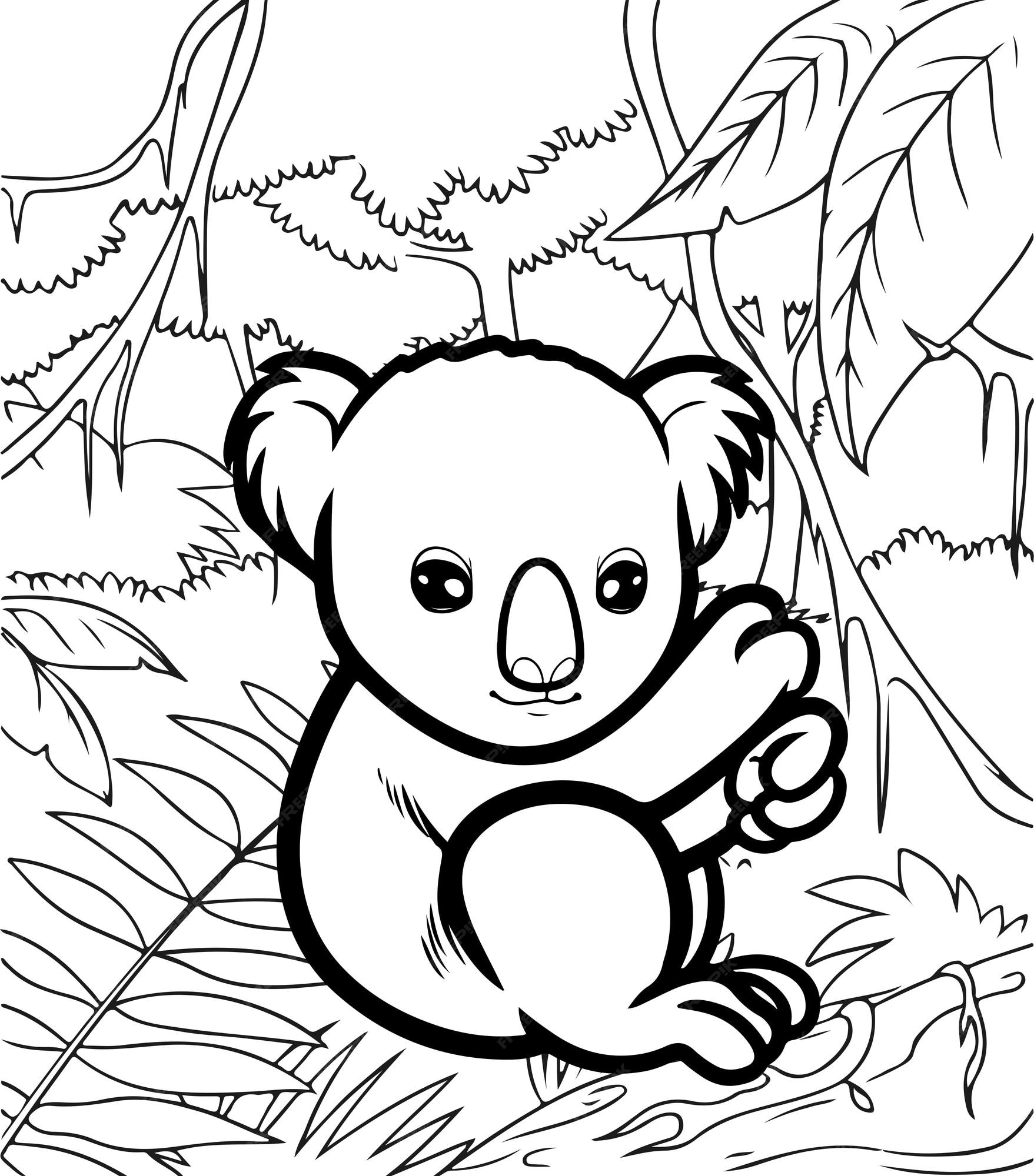 Premium vector cute baby koala coloring pages for kids