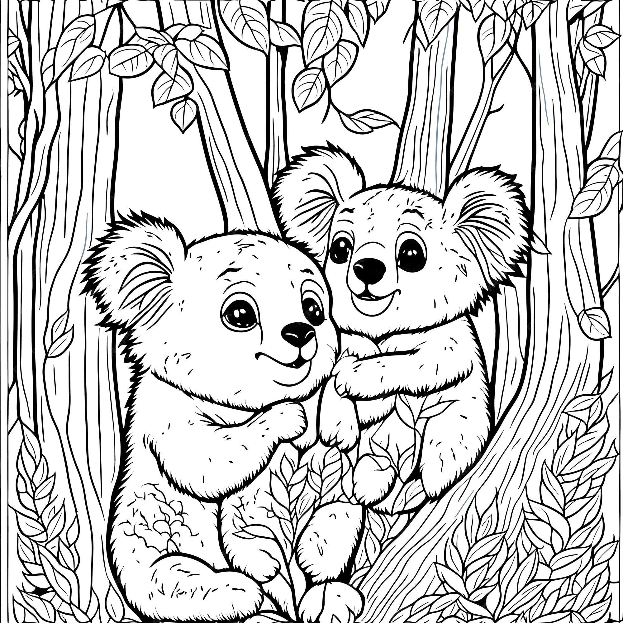 Premium vector explore the wonders of nature with this adorable koala coloring page