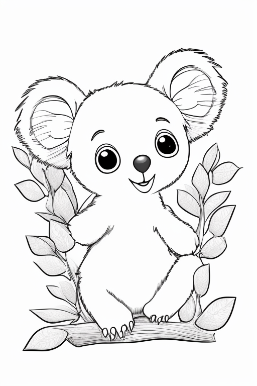 Photogeorge koala bear in an eucalyptus tree full illustration full body k pixar style smooth soft skin soft lighting smiley face long shot concept art nice dress black eyes muted colors childrens