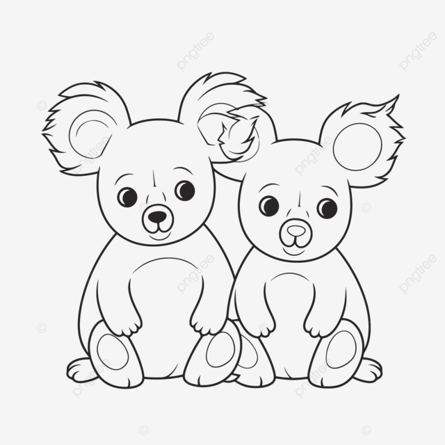 Two koala bears are coloring pages for kids outline sketch drawing vector bear drawing wing drawing ring drawing png and vector with transparent background for free download