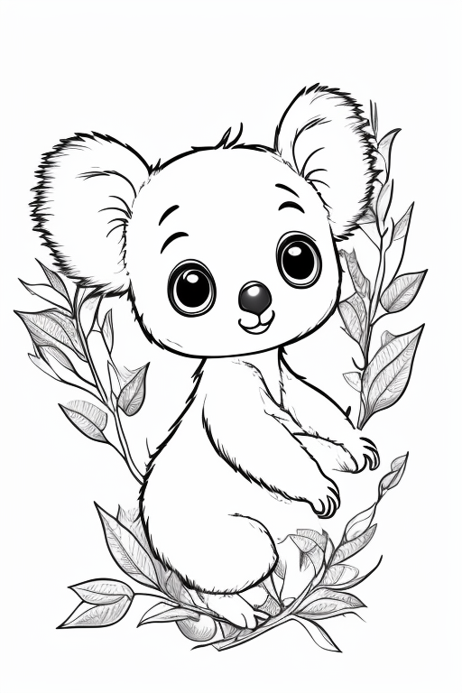 Photogeorge koala bear in an eucalyptus tree full illustration full body k pixar style smooth soft skin soft lighting smiley face long shot concept art nice dress black eyes muted colors childrens