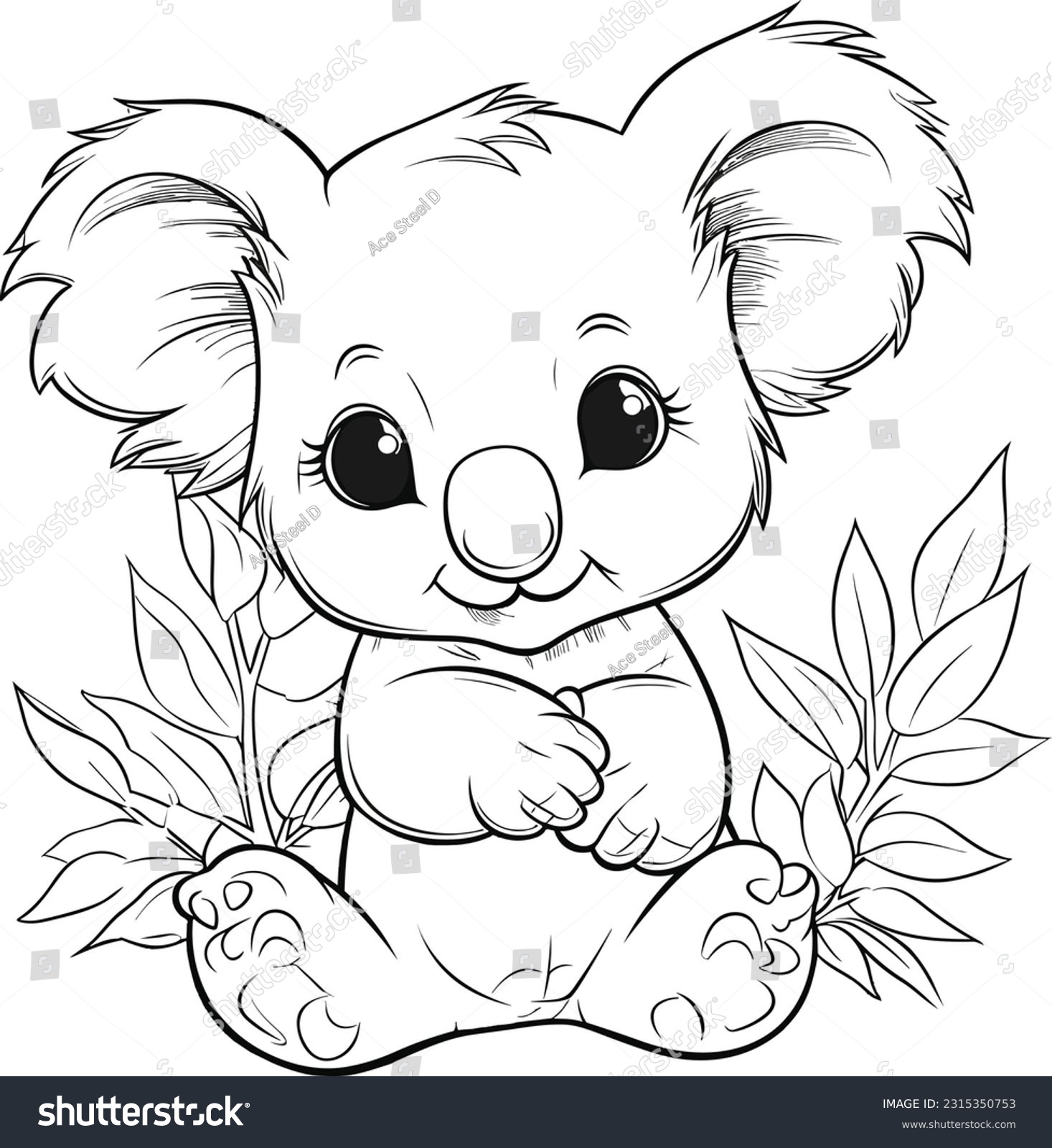 Koala colouring book kids vector illustration stock vector royalty free